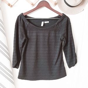 Anthropologie Meadow Rue Black 3/4 Sleeve Top